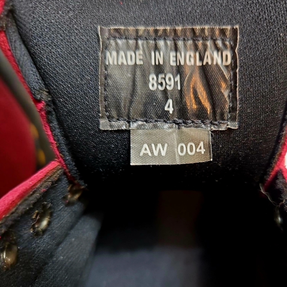 Dr. Martens Vintage 8591 Red/Navy Suede Shoes Size UK 4/US 6 90s England - Picture 6 of 13